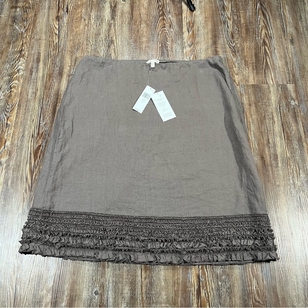 Eileen Fisher Brown Skirt with Ruffle Hem